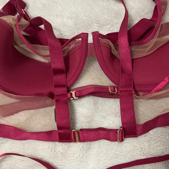 Honey Birdette Stephanie Red Bra Thong Set - 36DDD/F - Picture 8 of 13